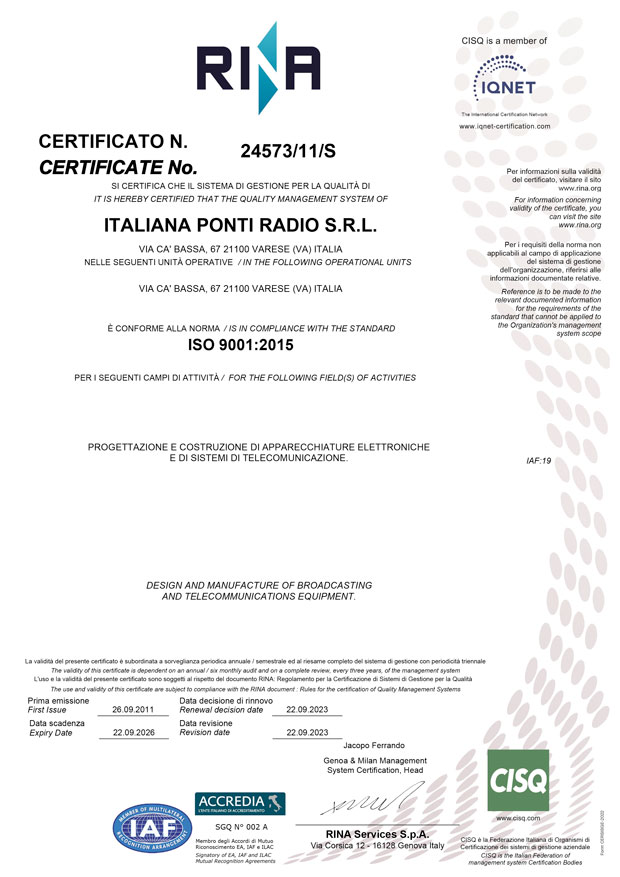 Certification ISO 9001